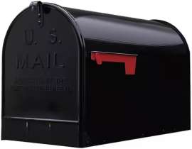 Plexon Jumbo Size Rural Mailbox, 3175 cu-in Capacity, Galvanized Steel, Powder-Coated, 15 in. H x 11.69 in. W x 24.82 in. L (Black, Extra Large)