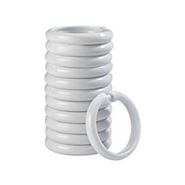Simple Spaces SD-ORING-W3L Shower Curtain Ring, Plastic, white, 1 cm W, 2-3/8 in H
