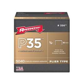 Arrow P35 356 Flat Crown Staple, 7/16 in W Crown, 3/8 in L Leg