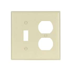 Eaton Wiring Devices 2138LA-BOX Combination Wallplate, 4-1/2 in L, 4-9/16 in W, 2 -Gang, Thermoset, Light Almond