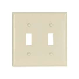 Eaton Wiring Devices 2139LA-BOX Wallplate, 4-1/2 in L, 4-9/16 in W, 2 -Gang, Thermoset, Light Almond, High-Gloss