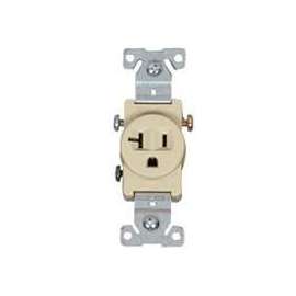 Eaton Wiring Devices 1877V-BOX Single Receptacle, 2 -Pole, 125 V, 20 A, Side Wiring, NEMA: NEMA 5-20R, Ivory