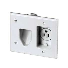Eaton Wiring Devices 35MRW Cable Plate with Receptacle, 2 -Gang, White