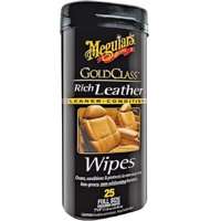 MEGUIAR'S G10900 Leather Wipes, Sweet Herbal, Effective to Remove: Dirt, Grime, 25-Wipes