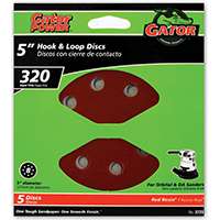 Gator 3720 Sanding Disc, 5 in Dia, 320 Grit, Super Fine, Aluminum Oxide Abrasive, Vented