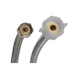 FLUIDMASTER B4T20 Toilet Connector, 1/2 in Inlet, FIP Inlet, 7/8 in Outlet, Ballcock Outlet, Stainless Steel Tubing