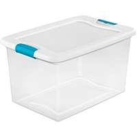 Sterilite 14978006 Latching Box, Plastic, Clear/White, 23-3/4 in L, 16 in W, 13-1/2 in H