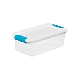 Sterilite 14928012 Latching Box, Plastic, Clear/White, 14-1/8 in L, 7-5/8 in W, 4-7/8 in H