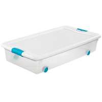 Sterilite 14988004 Latching Box, Plastic, Clear/White, 33-7/8 in L, 18-3/4 in W, 7 in H