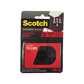 Scotch RF6731 Fastener, 1 in W, 3 in L, Black, 10 lb, Acrylic Adhesive