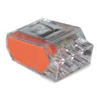 GB PushGard 19-PC3 Wire Connector, 22 to 12 AWG Wire, Copper Contact, Polycarbonate Housing Material, Clear/Orange