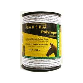Zareba PR656W6-Z Polyrope, 6-Conductor, Stainless Steel Conductor, White, 656 ft L