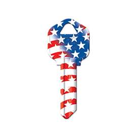 HY-KO 16010KW1FLAG Key Blank, Solid Brass, Painted, For: Kwikset KW1, Titan KW10 Keyways