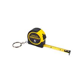 FATMAX FMHT33706M Keychain Tape Measure, 6 ft L Blade, 1/2 in W Blade, Steel Blade, ABS Case, Black/Yellow Case
