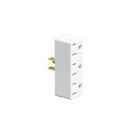 Leviton 007-00697-00W Triple Tap Outlet Adapter, 2 -Pole, 15 A, 125 V, 3 -Outlet, NEMA: NEMA 5-15R, 1-15R, White