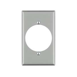 Leviton 04927 Wallplate, 4-1/2 in L, 2-3/4 in W, 1 -Gang, Steel, Silver, Aluminum, Flush Mounting