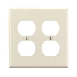 Leviton 78016 Receptacle Wallplate, 4-1/2 in L, 4-9/16 in W, 2 -Gang, Thermoset, Light Almond, Smooth