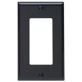 Decora 80401-E Wallplate, 4-1/2 in L, 2-3/4 in W, 1 -Gang, Thermoset Plastic, Black, Smooth