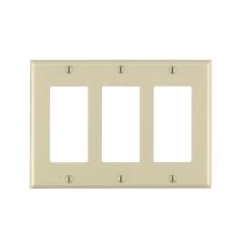 Decora 80411-I Wallplate, 4-1/2 in L, 6.37 in W, 3 -Gang, Thermoset Plastic, Ivory, Smooth