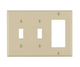 Decora 80421-I Combination Wallplate, 4-1/2 in L, 2-3/4 in W, Standard, 3 -Gang, Plastic, Ivory, Device Mounting