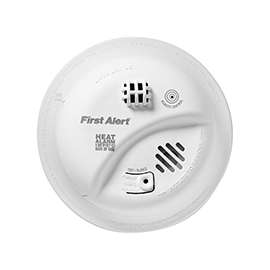 FIRST ALERT HD6135FB Heat Alarm with Battery Backup, 120 V, Thermistor Sensor, 50 ft Detection, Alarm: Audible