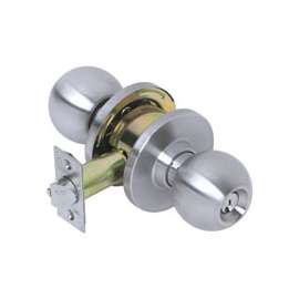 Tell Manufacturing CL100006 Storeroom Knob Set, Stainless Steel, Zinc Dichromate, 2-3/4 in Backset, 6, 7 Pin, SCC Keyway