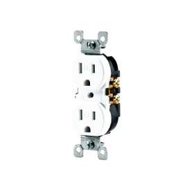 Leviton N02-T5320-00W Duplex Receptacle, 2 -Pole, 15 A, 125 V, Push-In, Side Wiring, NEMA: 5-15R, White