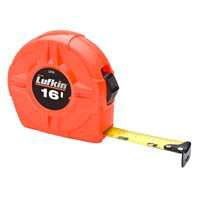 Crescent Lufkin L600N Series L616N Tape Measure, 16 ft L Blade, 3/4 in W Blade, Steel Blade, Plastic Case, Orange Case
