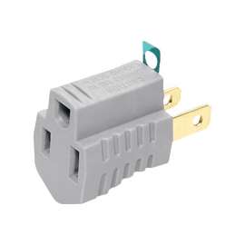 Eaton Wiring Devices BP419GY15 Outlet Adapter with Grounding Lug, 2 -Pole, 15 A, 125 V, NEMA: NEMA 1-15 to 5-15