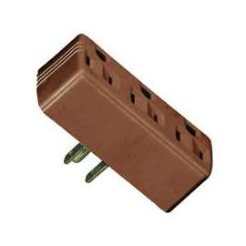 Eaton Wiring Devices 1147B-BOX Outlet Adapter, 2 -Pole, 15 A, 125 V, 3 -Outlet, NEMA: NEMA 5-15R, Brown