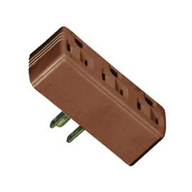 Eaton Wiring Devices BP1147B Outlet Adapter, 2 -Pole, 15 A, 125 V, 3 -Outlet, NEMA: NEMA 5-15R, Brown
