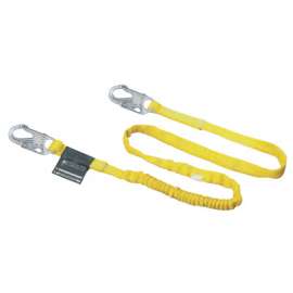 Manyard Shock-Absorbing Lanyard, 6ft, Anchorage Connection, 2 Snap Hooks, Yellow