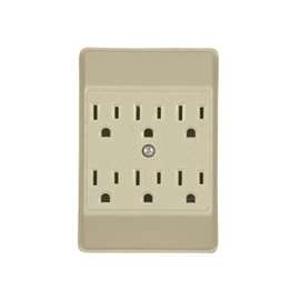 Eaton Wiring Devices C1146V Outlet Adapter, 2 -Pole, 15 A, 125 V, 6 -Outlet, NEMA: NEMA 5-15R, Ivory
