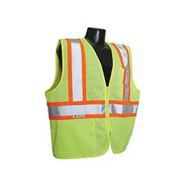 RADWEAR SV22-2ZGM-2X Economical Safety Vest, 2XL, Unisex, Fits to Chest Size: 30 in, Polyester, Green, Zipper Closure