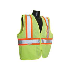 RADWEAR SV22-2ZGM-M Economical Safety Vest, M, Unisex, Fits to Chest Size: 26 in, Polyester, Green, Zipper Closure
