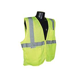 RADWEAR SV2ZGM-XL Economical Safety Vest, XL, Unisex, Fits to Chest Size: 28 in, Polyester, Green/Silver
