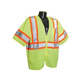 RADWEAR SV22-3ZGM-L Economical Safety Vest, L, Polyester, Green/Silver, Zipper Closure