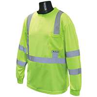 RADWEAR ST21-3PGS-L Safety T-Shirt, L, Polyester, Green, Long Sleeve, Pullover Closure