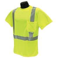 RADWEAR ST11-2PGS-L Safety T-Shirt, L, Polyester, Green, Short Sleeve, Pullover Closure