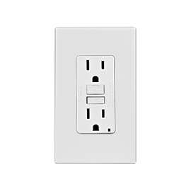 Leviton C32-GFNT1-0PW GFCI Duplex Receptacle, 2 -Pole, 15 A, 125 V, Back, Side Wiring, NEMA: 5-15R, White