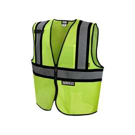 DeWALT DSV221-L Economical Safety Vest, L, Polyester, Green, Zipper Closure