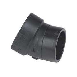 CANPLAS 102563BC Street Pipe Elbow, 3 in, Spigot x Hub, 22.5 deg Angle, ABS, Black