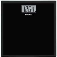 Taylor 75584192B Bathroom Scale, 400 lb Capacity, LCD Display, Black, 13.63 in OAW, 13.63 in OAD, 1.94 in OAH