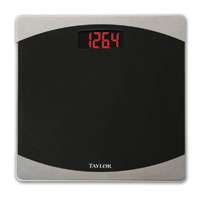 Taylor 7562 Bathroom Scale, 400 lb Capacity, LCD Display, Glass Housing Material, Black, 12 in OAW, 12 in OAD