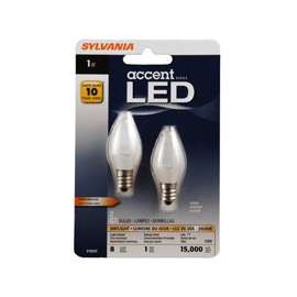 Sylvania 78563 LED Lamp, Decorative, C7 Lamp, 11 W Equivalent, E12 Lamp Base, Clear, White Light, 6500 K Color Temp