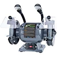 Genesis GBG600L Bench Grinder, 120 VAC, 1.5 A, 1/2 in Arbor/Spindle, 6 in Dia Wheel, 3550 rpm Speed