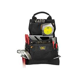 CLC Tool Works Series 5833 Nail/Tool Bag, 5 in W, 15.2 in H, 9-Pocket, Polyester, Black
