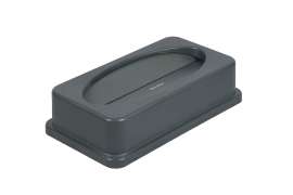 PLASTIC PRINCE Slim Jim Trash Can Lid Replacement, Outdoor Slim Commercial Garbage Can Lid, Swing Rectangular Double Flip Top Lid 23 Gallon Container, Gray