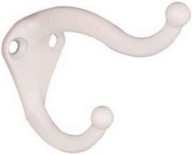 2PK WHT Coat/Hat Hook
