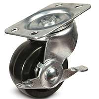 DH CASTERS C-GD20RSB Swivel Caster, 2 in Dia Wheel, 15/16 in W Wheel, Rubber Wheel, 90 lb